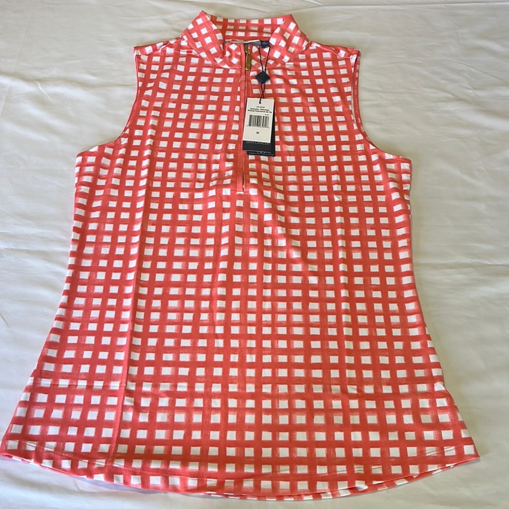 Cabana Life Nantucket Sleeveless Wicking Performance Zip Mock Neck Top NWT